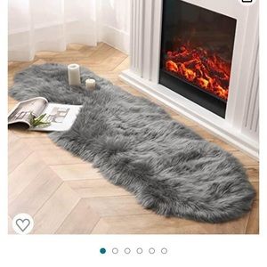 Gray faux fur rug